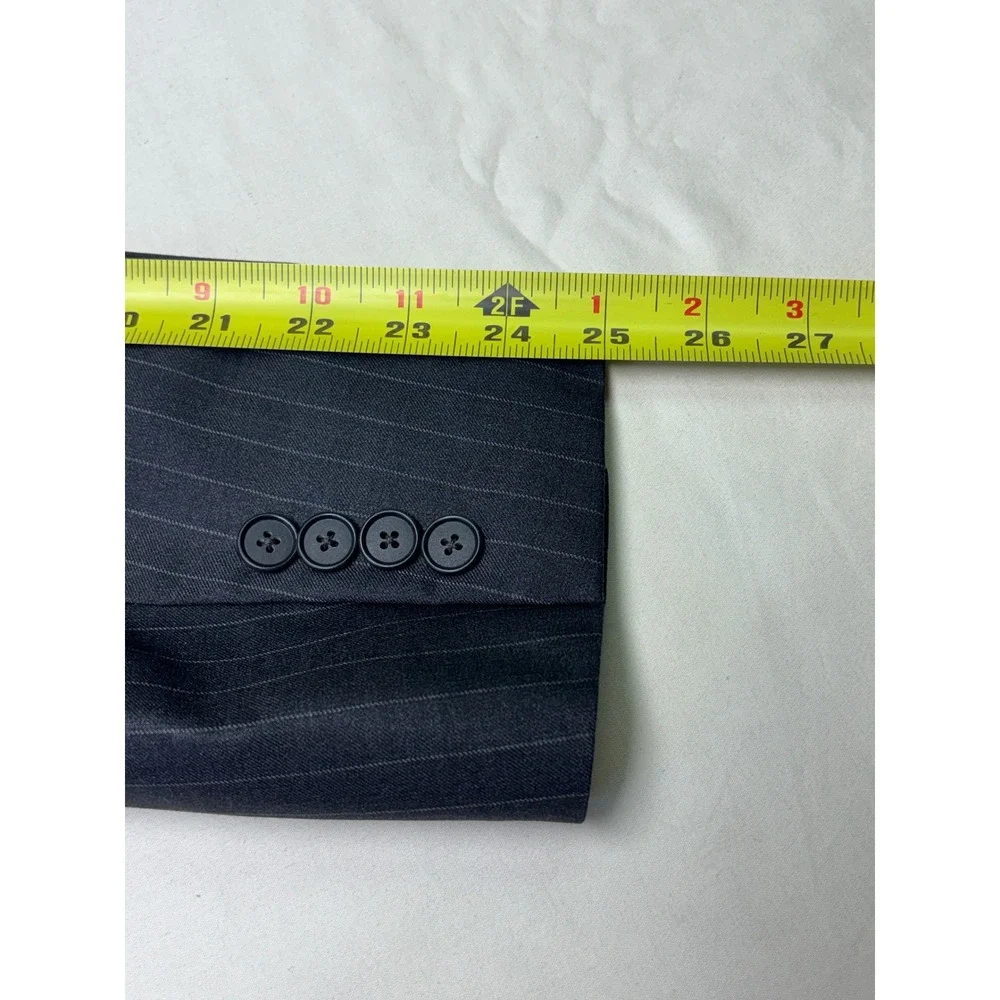 Hickey Freeman Loro Piana Super 150s Wool Pinstripe Blazer 42L Charcoal‎